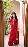 Crimson Ruby Red 3-piece Embellished Suit