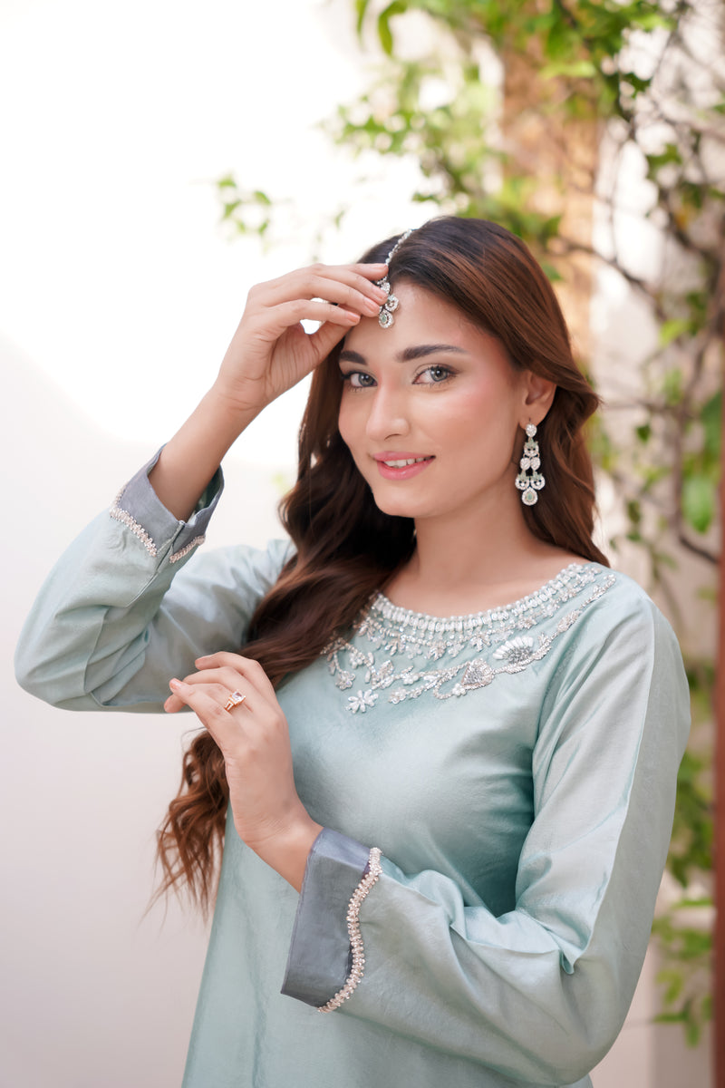 Soft sage green 3-Piece Embellished Set
